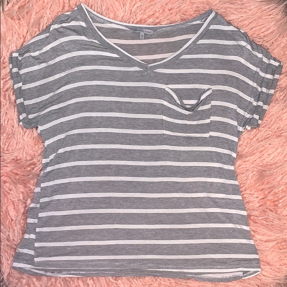 Gray and white striped oversized t-shirt